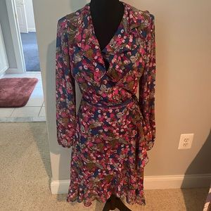 Betsey Johnson size 8 flower wrap dress